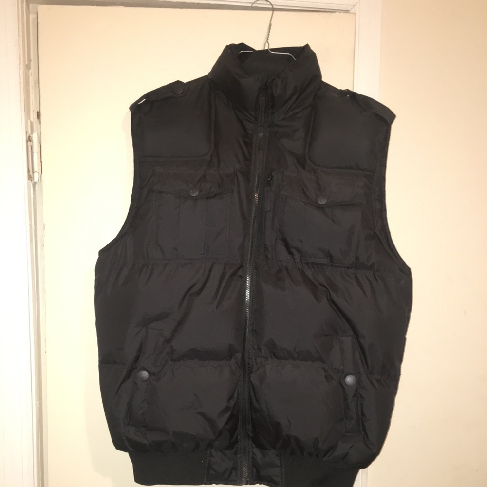 Black bubble vest coat for men